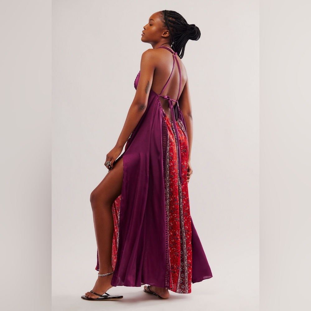 Free People Bohemian Nights Maxi Dress in Vibrant Red size Small NWT